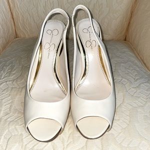 Jessica Simpson Agyness 2 White Slingback Peeptoe